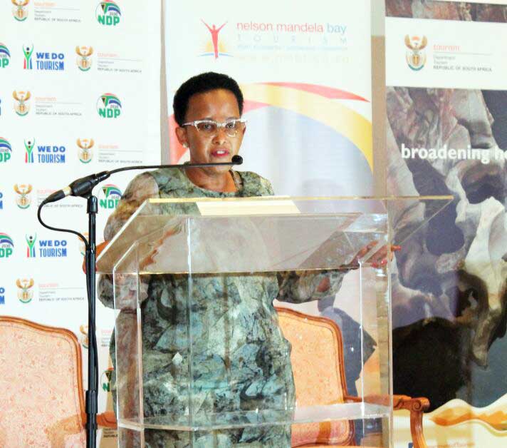 Minister of Tourism, Ms Toko Xasa, delivers a key note address at the Women in Tourism (WiT) Conference in Port Elizabeth