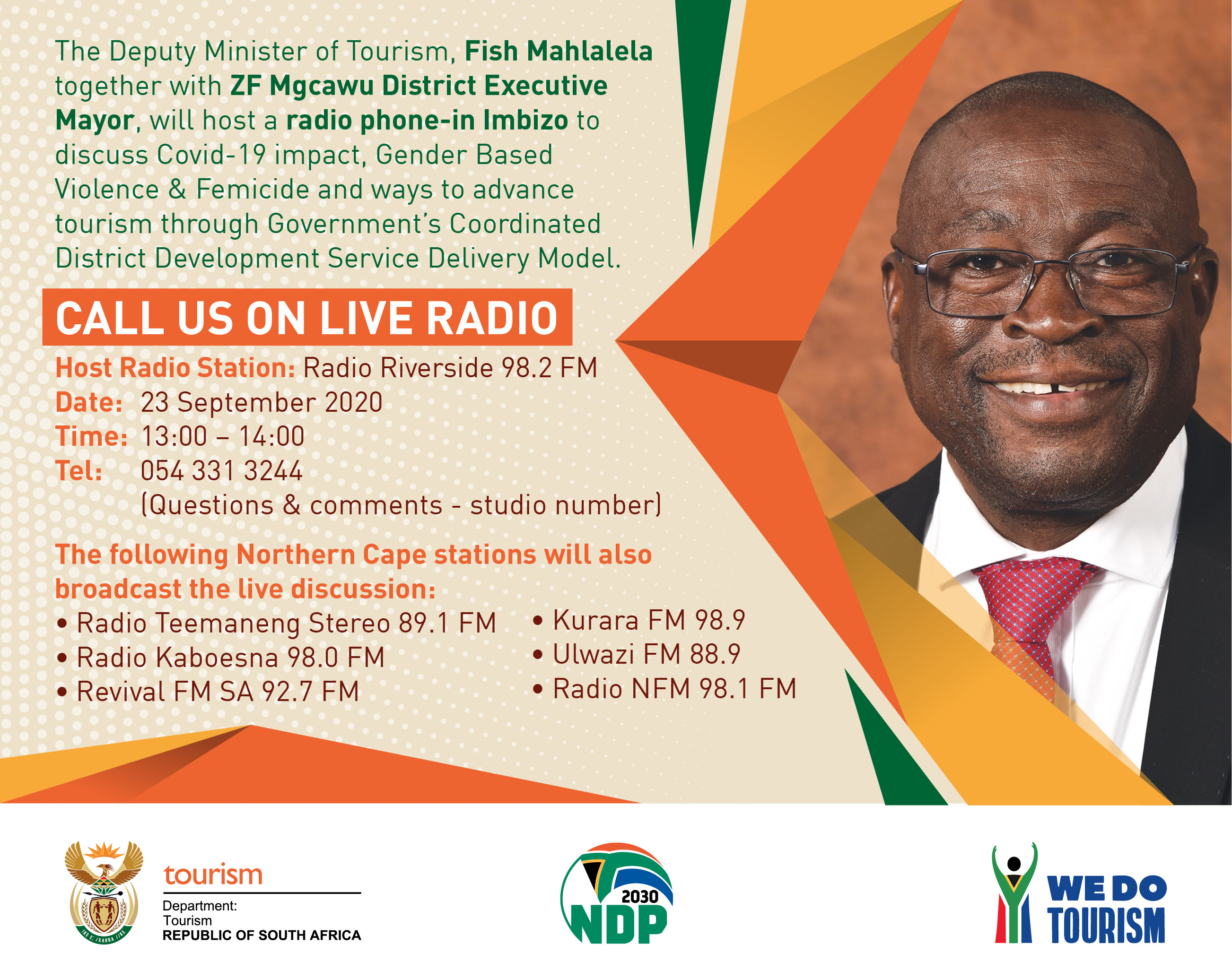 Deputy Minister Mahlalela to embark on a four (4) day visit to ZF Mcgawu District, Northern Cape Province