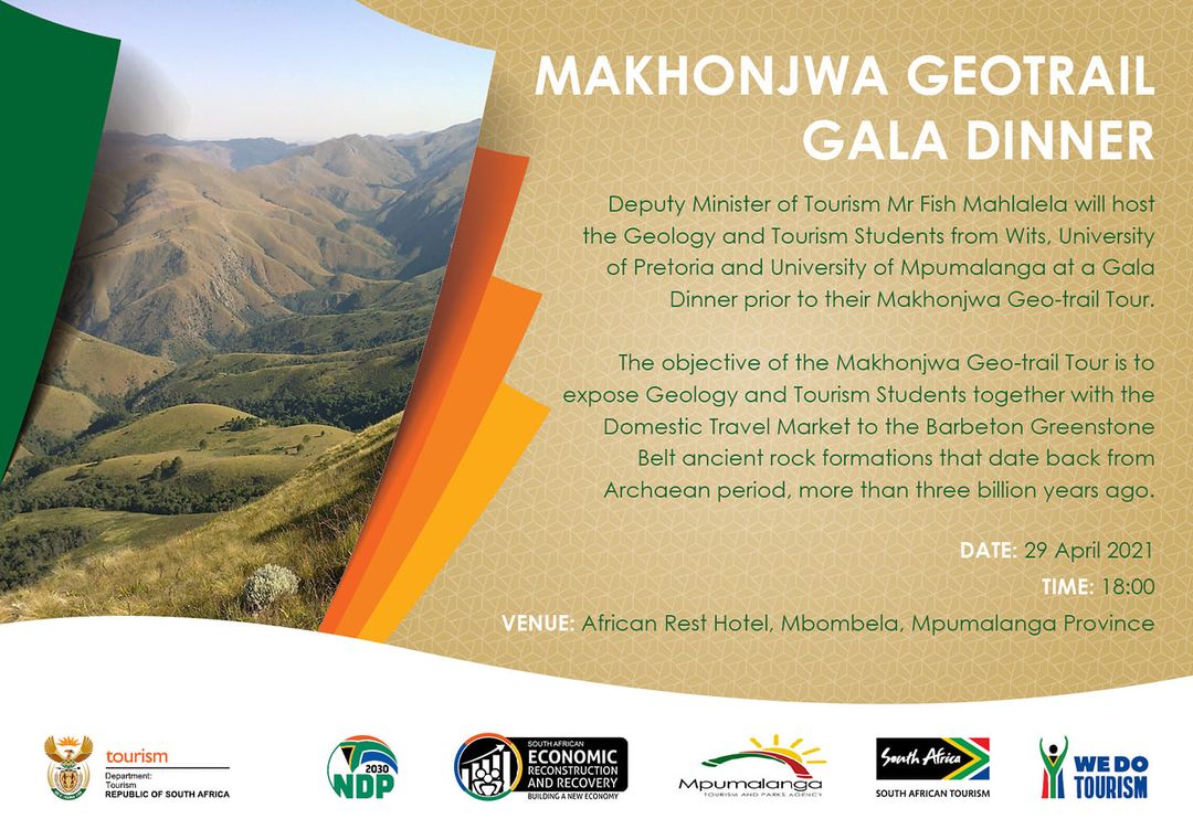 Deputy Minister Fish Mahlalela on the occasion of the Makhonjwa Geo-Trail Gala Dinner with tourism and geology students