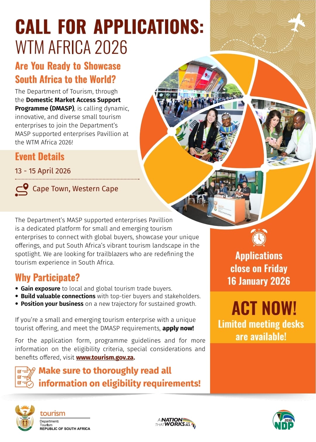Call for Applications - World Tourism Market (WTM) Africa 2026